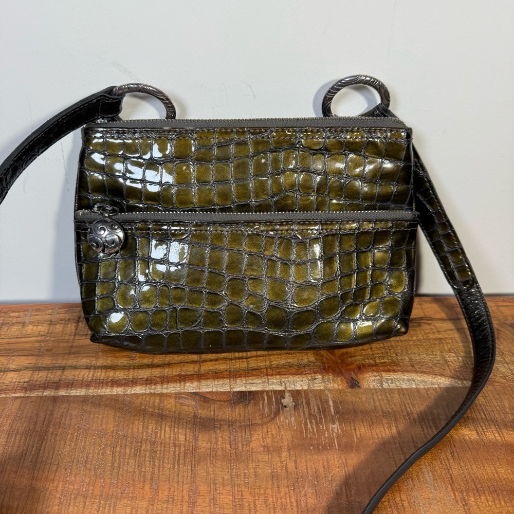 Brighton Elegant Olive Green Embossed Small Women's Bag